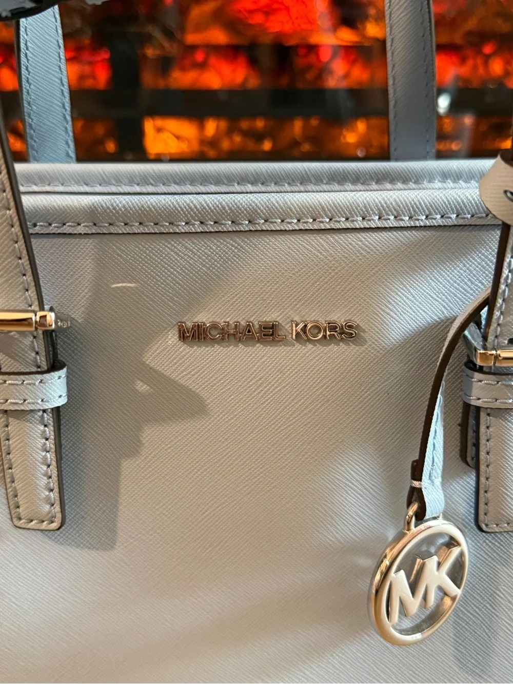 Michael Kors Light Blue Saffiano Crossbody Tote